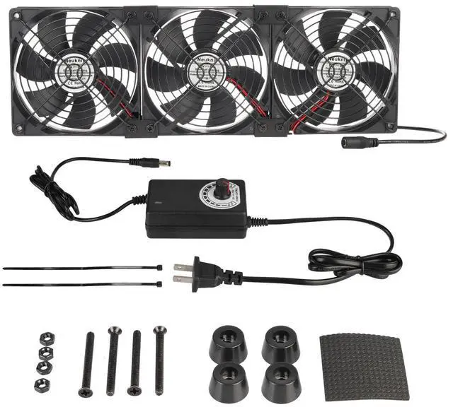 Main image of Neukniy 3X 120mm Computer Fan with AC Plug, AC 110V 120V 220V 240V Cabinet Cooling Fan with Speed Controller, Cooling for Windows, Plant Cabinet, Crawl Space, Basement, Laundry Room, Garage, Attic