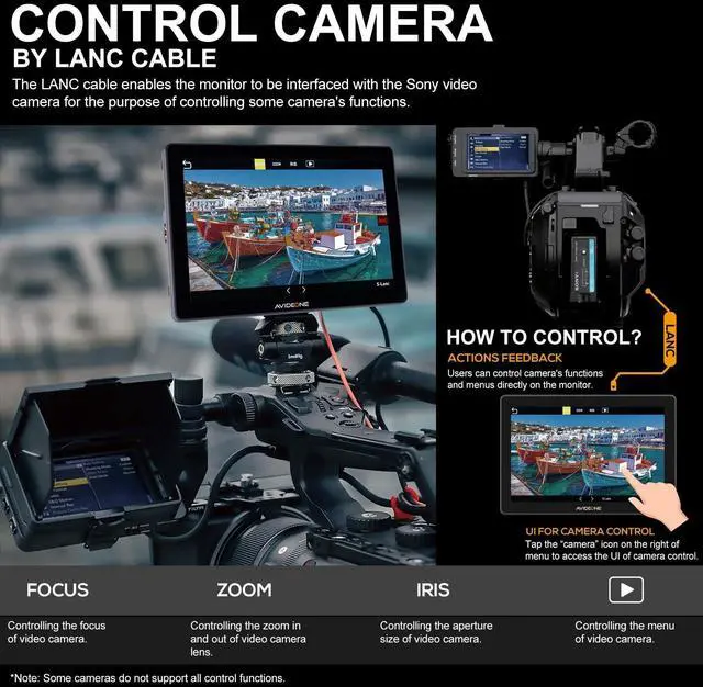 Alt view image 2 of 5 - 5.5'' DSLR Camera Field Monitor with 2000Nits Ultra Brightness Touchscreen 4K HDMI 3G-SDI 1920x1080 Video Monitor with 3D-LUT HDR Waveform Vector Scope Histogram