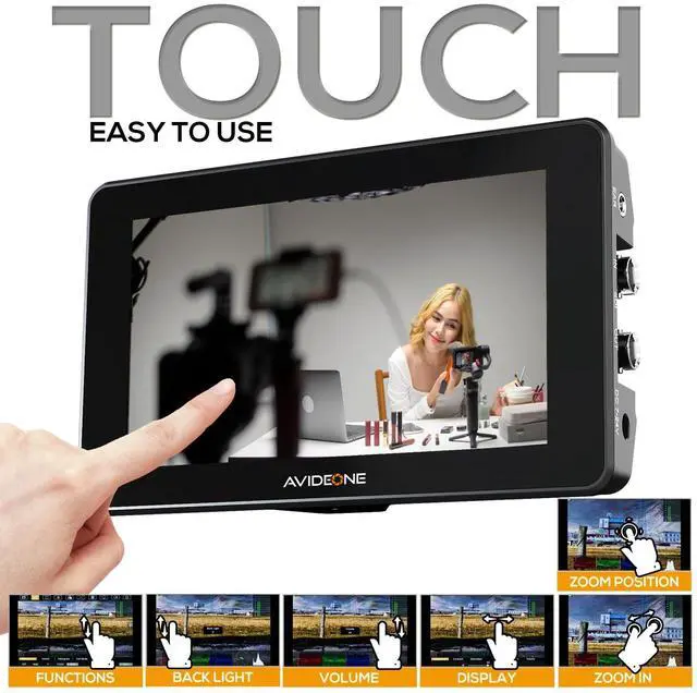 Alt view image 5 of 5 - 5.5'' DSLR Camera Field Monitor with 2000Nits Ultra Brightness Touchscreen 4K HDMI 3G-SDI 1920x1080 Video Monitor with 3D-LUT HDR Waveform Vector Scope Histogram