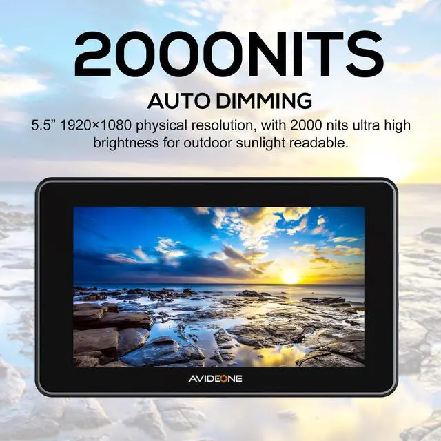 Alt view image 3 of 5 - 5.5'' DSLR Camera Field Monitor with 2000Nits Ultra Brightness Touchscreen 4K HDMI 3G-SDI 1920x1080 Video Monitor with 3D-LUT HDR Waveform Vector Scope Histogram