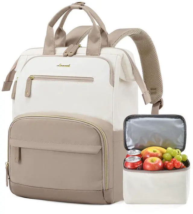 Main image of LOVEVOOK Lunch Backpack for Women, 17 Inch Laptop Bag with Insulated Cooler Lunch Box, Work Backpack for Teacher Nurse, Travel Backpack Lunch Bag for Camping Picnic Daily Use