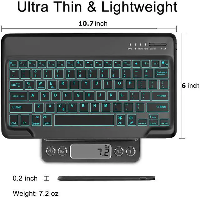 Alt view image 4 of 5 - SENGBIRCH Backlit Keyboard for iPad Pro (13-inch, 12.9 inch), iPad Air 13-inch M2, Samsung Galaxy Tablet, Bluetooth Connection, 7 Colors Backlit, Wireless USB-C Rechargeable, US English, Black