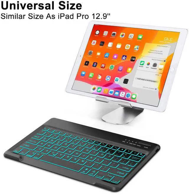 Alt view image 3 of 5 - SENGBIRCH Backlit Keyboard for iPad Pro (13-inch, 12.9 inch), iPad Air 13-inch M2, Samsung Galaxy Tablet, Bluetooth Connection, 7 Colors Backlit, Wireless USB-C Rechargeable, US English, Black