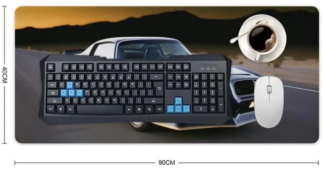 Alt view image 2 of 5 - QEOPGNE Car Large Mouse Pad Gaming Classic Automotive Black Cool American Muscle Car Desk Mat for Keyboard and Mouse Mat Non-Slip Rubber Desk Pad 40x90cm