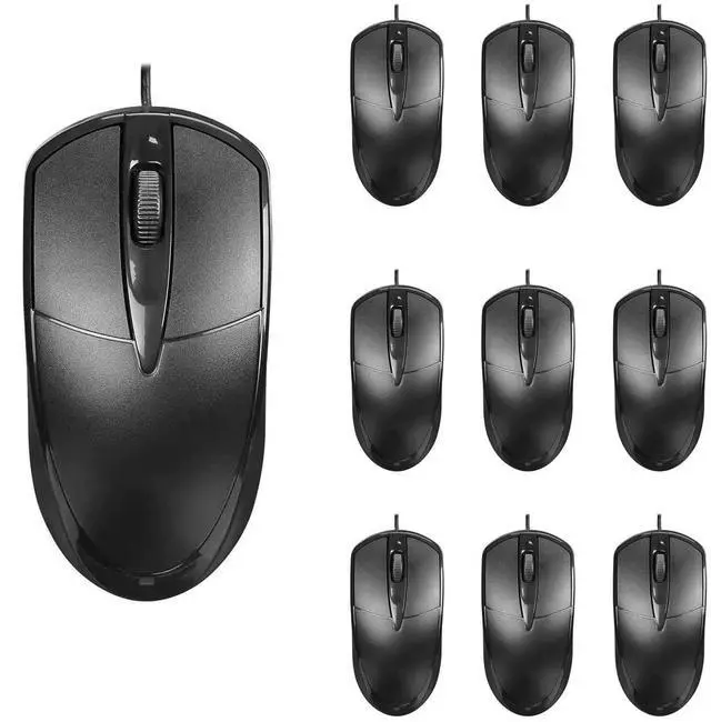 Main image of Guiheng 10 Pack Wired Mouse, Ergonomic Computer Mouse,USB for Right or Left Hand, with Durable Clicks for PC, Computer, Laptop, Desktop, Chromebook, Notebook, Mac (Black)