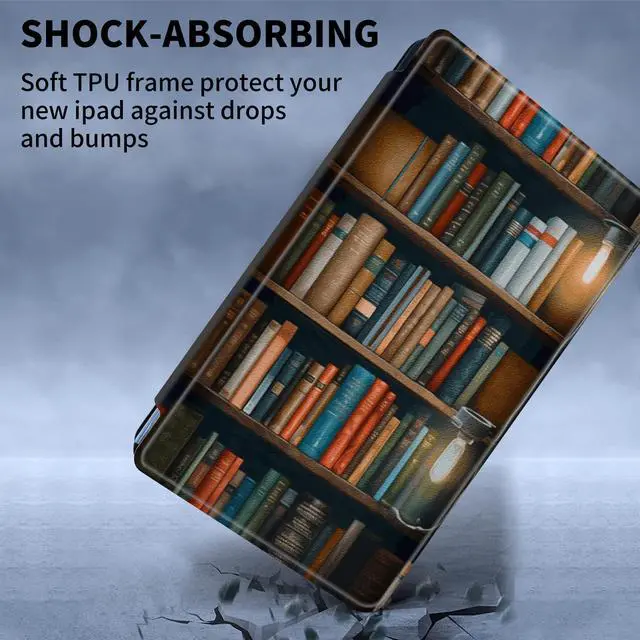 Alt view image 3 of 5 - Case for Amazon Kindle Fire 7 Tablet (9th/7th/5th Generation, 2019/2017/2015 Release) 360 Degree Rotating Swivel Stand PU Leather Cover with Auto Wake Sleep, Bookshelf