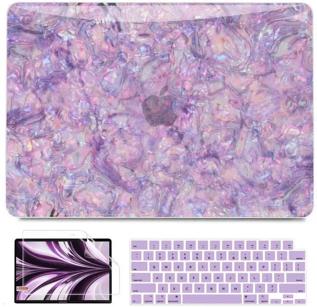 Main image of B BELK Compatible with MacBook Air 13 inch Case 2025 2024 2023 2022 M4 M3 M2 A3240 A3113 A2681, Plastic Hard Shell +Keyboard Cover +Screen Protector for MacBook Air 13.6 inch Case, Shiny Purple Pearl