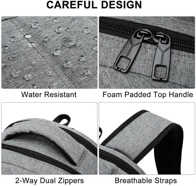 Alt view image 5 of 5 - Laptop Backpack for Men Women, Large School Backpacks for Teens Boys Girls with USB Charging Port, 17.3 Inch Water Resistant High School College Students Bookbags, Grey