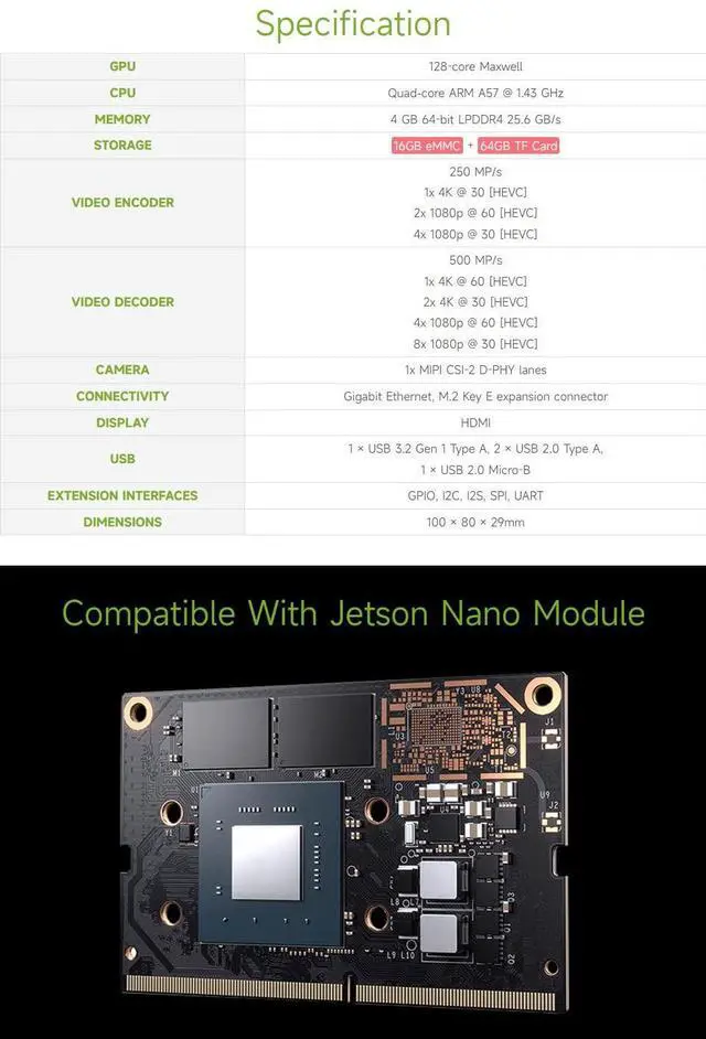 Alt view image 5 of 5 - Waveshare Jetson Nano Lite Development Kit, Carrier Board Only, Compatible with Jetson Nano Module, 100mm x 80mm x 29mm, Mini ITX Motherboard