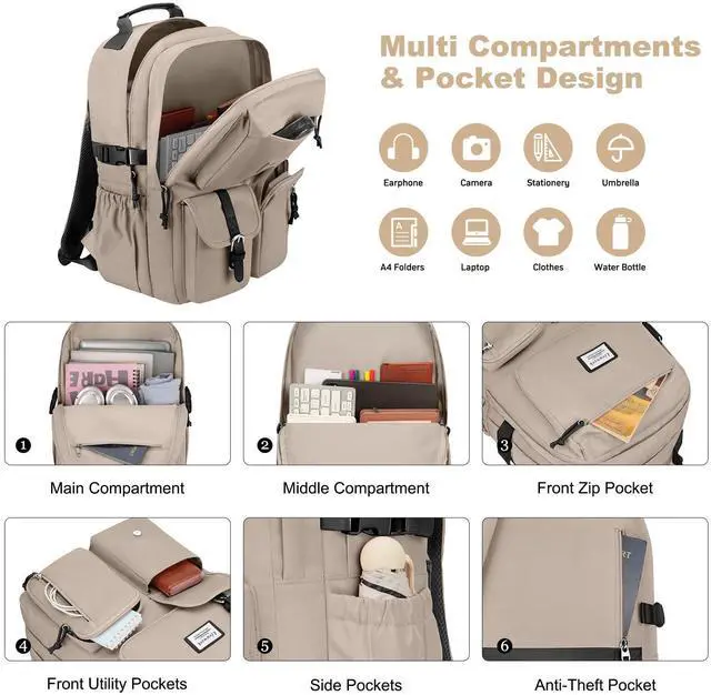 Alt view image 4 of 5 - School Laptop Backpack for Girls Bookbag: Large Capacity Elementary Middle High School Book Bag 15.6 Inch Casual College Backpacks Waterproof Travel Back Pack Student Bookbags for Teen Kids Boys Women