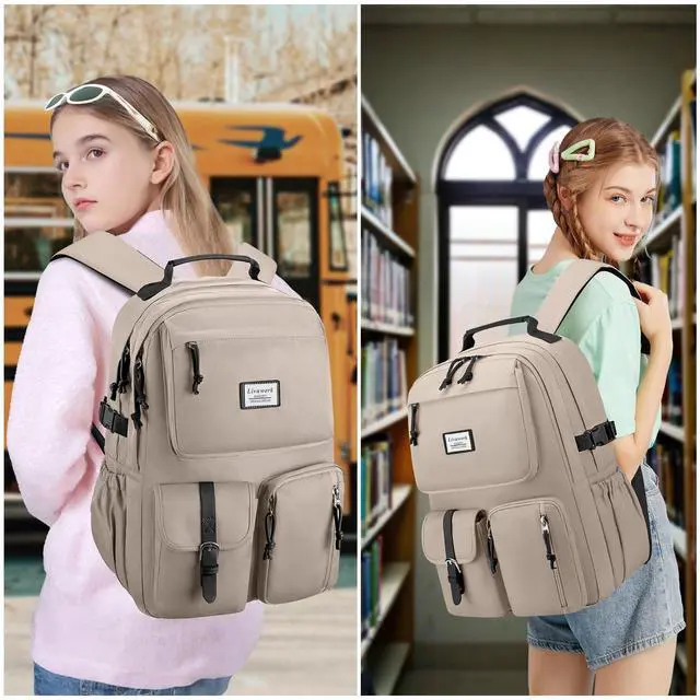 Alt view image 5 of 5 - School Laptop Backpack for Girls Bookbag: Large Capacity Elementary Middle High School Book Bag 15.6 Inch Casual College Backpacks Waterproof Travel Back Pack Student Bookbags for Teen Kids Boys Women