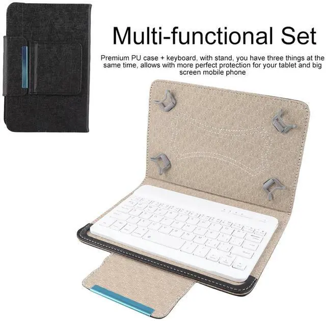 Alt view image 2 of 5 - Sanpyl Bluetooth Keyboard Case, 7in Tablet Keyboard Case Universal PU Protective Case + Bluetooth Keyboard Set, Rechargable Battery, for All 7in Tablets, for Android, for OS X, for