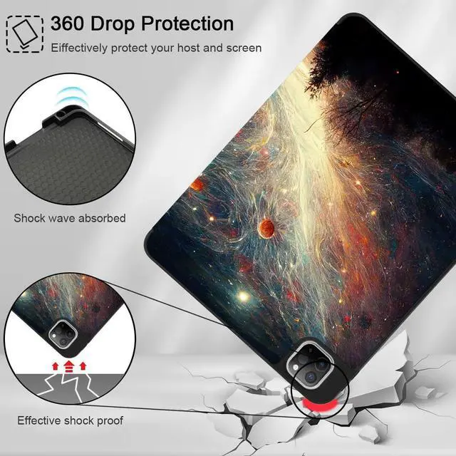 Alt view image 5 of 5 - May Chen Case for iPad Pro 11-inch 2024 5th Generation M4 Chip, [Built Pencil Holder 2/USB-C] Soft TPU Back Cover with Trifold Stand Support Auto Wake/Sleep, Astral