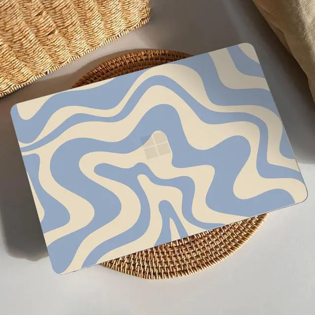 Alt view image 3 of 5 - AKIT Case Compatible with Microsoft Surface Laptop 15-inch Touchscreen Copilot+ PC 2024 (7th Ed), Unique Pattern Hard Shell Case+Screen Protector+Keyboard Cover for Surface Laptop 7 15'', Blue Wave