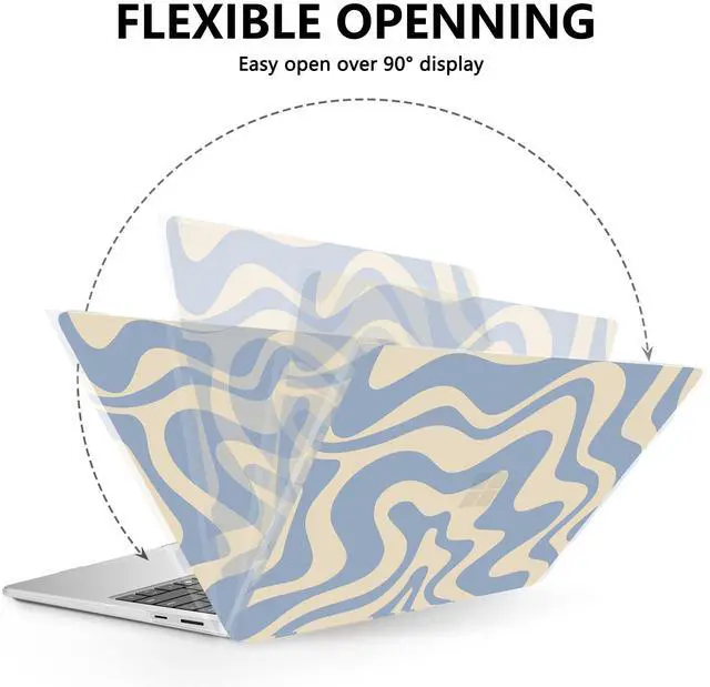 Alt view image 4 of 5 - AKIT Case Compatible with Microsoft Surface Laptop 15-inch Touchscreen Copilot+ PC 2024 (7th Ed), Unique Pattern Hard Shell Case+Screen Protector+Keyboard Cover for Surface Laptop 7 15'', Blue Wave