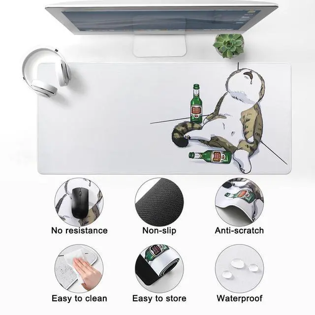Main image of YUNZII Keynovo Gaming Mouse Pad, Large Mouse Pad, Non-Slip 4mm Laptop Gaming Desk Pad,Waterproof Desk Pad for Gaming, Office and Home (Drunk Cat, 35.4"x15.7")