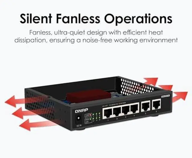 Alt view image 4 of 5 - QNAP 4-Port 2.5Gbps & 2-Port 10BASE-T Unmanaged Switch (QSW-2104-2T-R2-US)