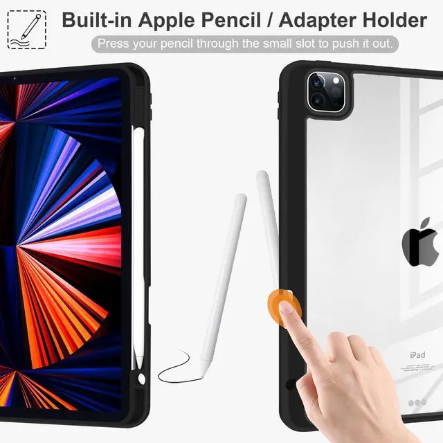 Alt view image 4 of 5 - Yebiseven Case for iPad Air 5th/Air 4th Generation 2022 2020, Clear Acrylic Back Shell for iPad Air 10.9 inch, Shockproof Tablet Case with Auto Sleep/Wake + Pencil Holder, Space Flight