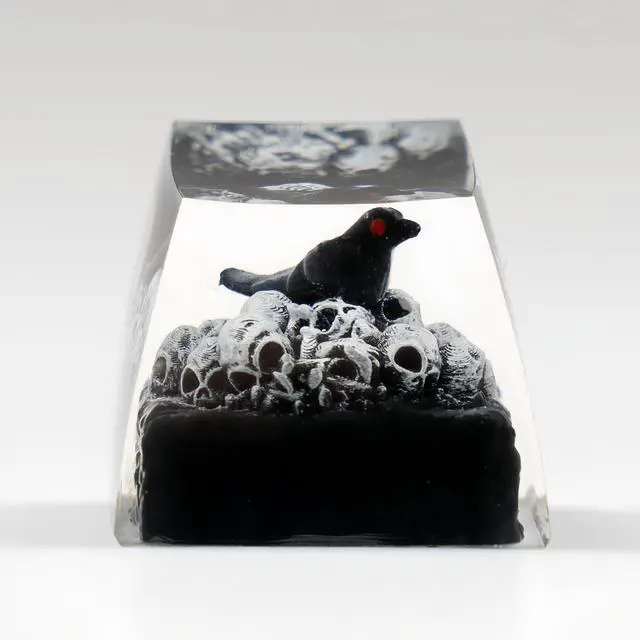 Main image of ULTRAEQUIP Artisan Keycap Crow & Skull Keycap Resin 1U SA Profile Keycap Handmade for MX Switch Mechanical Keyboards