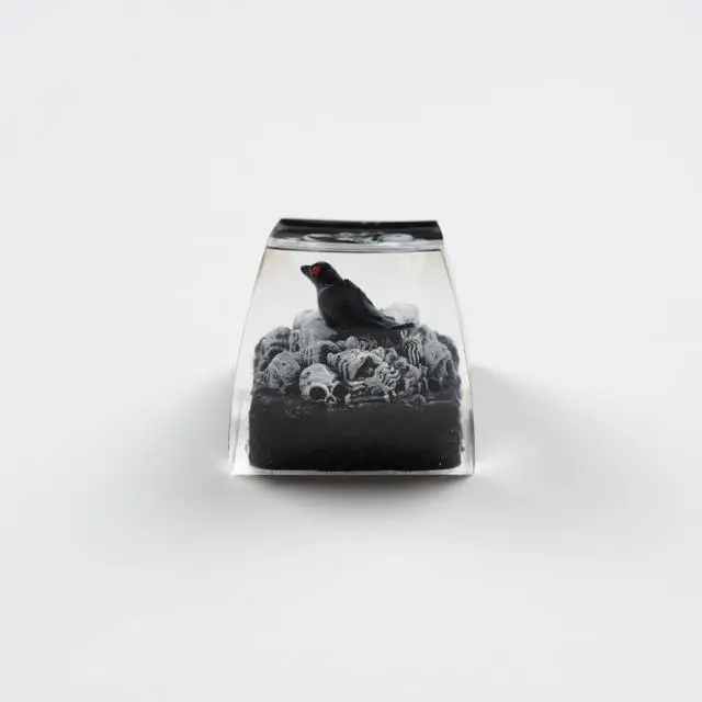 Alt view image 5 of 5 - ULTRAEQUIP Artisan Keycap Crow & Skull Keycap Resin 1U SA Profile Keycap Handmade for MX Switch Mechanical Keyboards