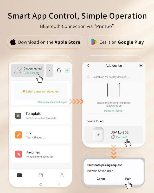 Alt view image 4 of 5 - JADENS Label Maker Machine, JD-11 Portable Bluetooth Label Printer with a Tape, Wireless Inkless Handheld Labels Printer with Multiple Templates for Organizing for Home, Office, Business (Grey-White)