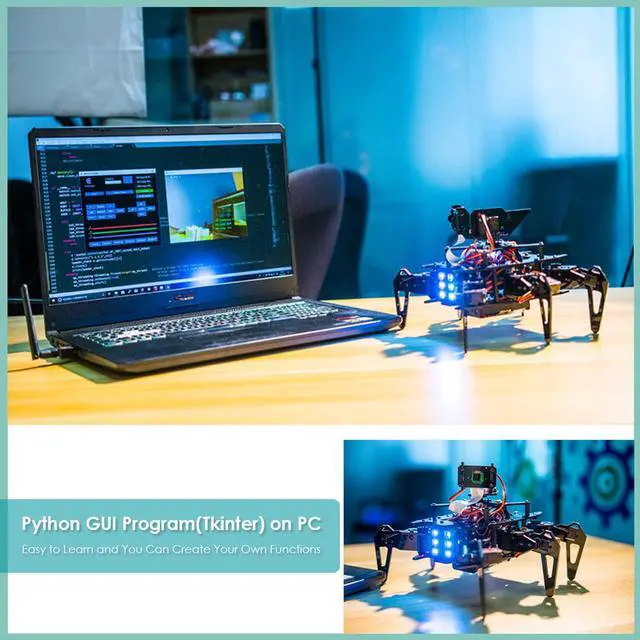 Alt view image 3 of 5 - Adeept RaspClaws Hexapod Spider Robotic Kit Compatible with Raspberry Pi 4 3 Model B+ B, OpenCV Target Tracking, Video Transmission, Raspberry Pi STEAM Crawling Robot with PDF Manual