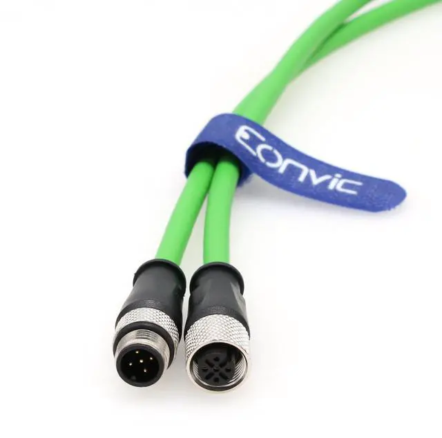 Alt view image 2 of 5 - Eonvic Industrial M12 A Code 5 Pin Male to Female Aviation Sensor Connector Electrical PVC Green Cable 5M