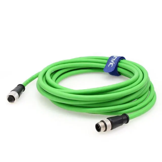 Alt view image 3 of 5 - Eonvic Industrial M12 A Code 5 Pin Male to Female Aviation Sensor Connector Electrical PVC Green Cable 5M