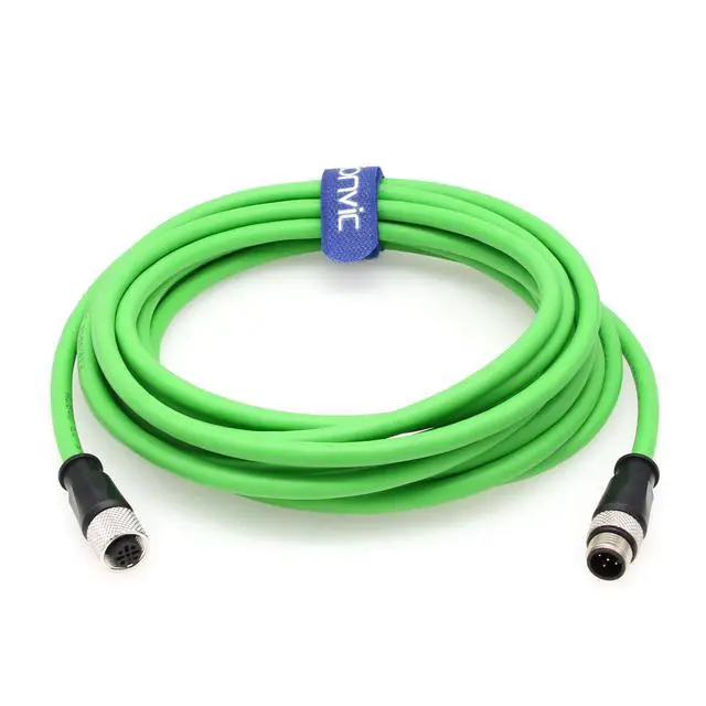 Alt view image 4 of 5 - Eonvic Industrial M12 A Code 5 Pin Male to Female Aviation Sensor Connector Electrical PVC Green Cable 5M