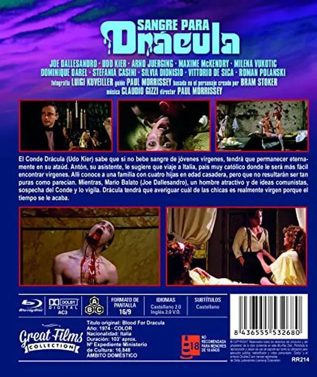 Alt view image 2 of 2 - Sangre para Dracula (Blood for Dracula) (Bd-R) (Spain Import, See Details for Languages)