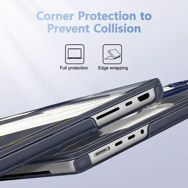 Alt view image 3 of 5 - May Chen Case for M4 MacBook Pro 14 inch A3112 A3401 Max A3185, M3 A2918 A2992, M2 A2779 M1 A2442, 2024 2023 2022 2021 Release, Plastic Hard Shell Case with Keyboard Cover, Elegant Flower