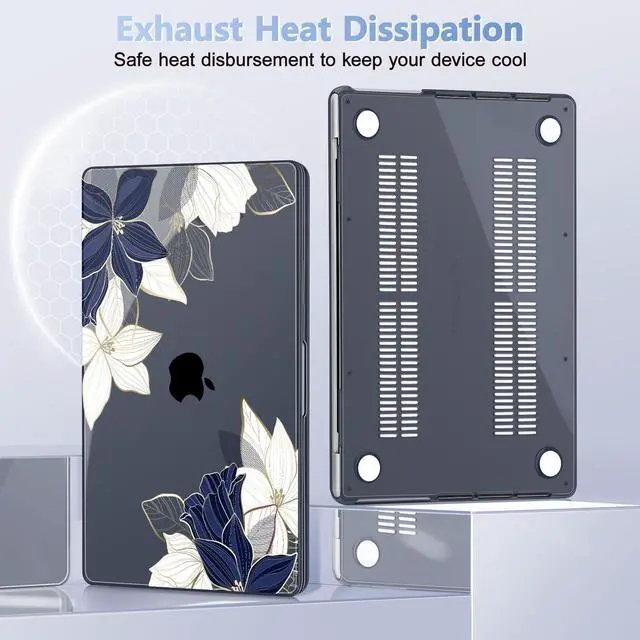 Alt view image 5 of 5 - May Chen Case for M4 MacBook Pro 14 inch A3112 A3401 Max A3185, M3 A2918 A2992, M2 A2779 M1 A2442, 2024 2023 2022 2021 Release, Plastic Hard Shell Case with Keyboard Cover, Elegant Flower