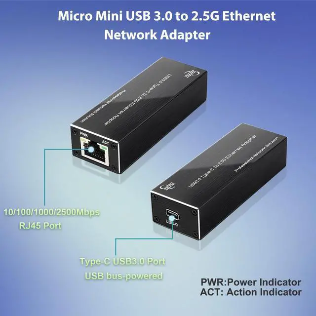Alt view image 3 of 5 - Mxtgifar 2.5G USB3.0 Ethernet Adapter Aluminum Type C to 2.5 Gigabit Network Adaptor,Compatible for MacBook Air/Pro, XPS, Windows, macOS (Driver May be Needed, See Package QR Code)