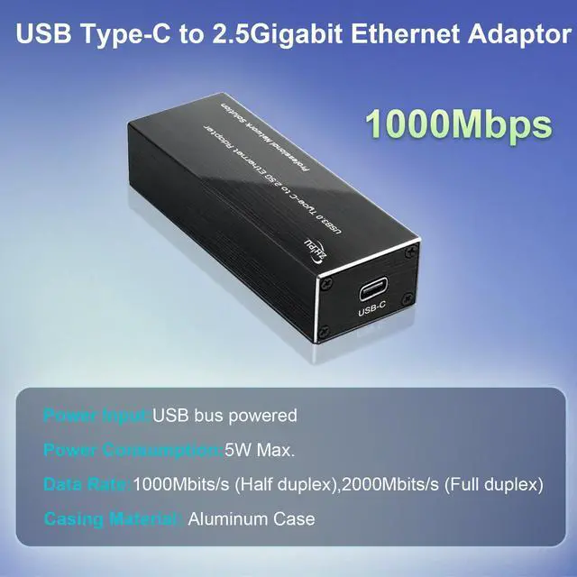 Alt view image 5 of 5 - Mxtgifar 2.5G USB3.0 Ethernet Adapter Aluminum Type C to 2.5 Gigabit Network Adaptor,Compatible for MacBook Air/Pro, XPS, Windows, macOS (Driver May be Needed, See Package QR Code)