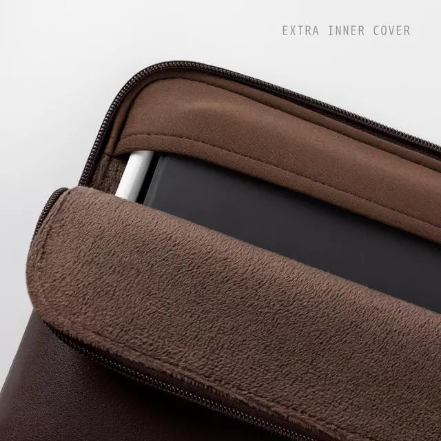 Alt view image 2 of 5 - Comfyable Tablet Sleeve Compatible with iPad Air 13 inch M3 2025, iPad Pro 13" M4 2024 with Magic Keyboard & Pencil Holder - PU Leather Bag Slim Protective Cover Case - Chocolate