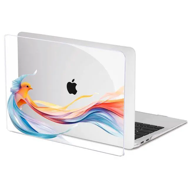Alt view image 3 of 5 - LCMOCICO Compatible with 2021 2020 2019 2018 MacBook Air 13 inch Case M1 A2337 A2179 A1932, Pattern Plastic Hard Shell Case & Screen Film & Keyboard Cover for MacBook Air 13 M1 Touch ID, Ribbon Bird
