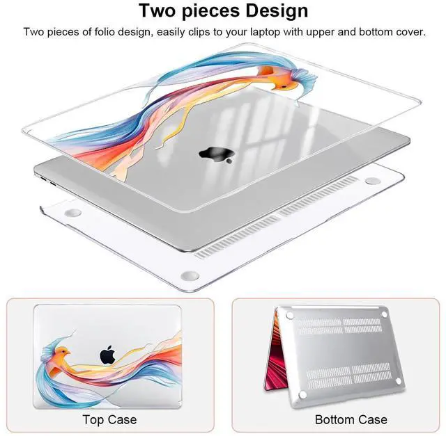 Alt view image 4 of 5 - LCMOCICO Compatible with 2021 2020 2019 2018 MacBook Air 13 inch Case M1 A2337 A2179 A1932, Pattern Plastic Hard Shell Case & Screen Film & Keyboard Cover for MacBook Air 13 M1 Touch ID, Ribbon Bird
