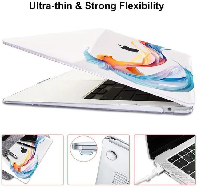 Alt view image 5 of 5 - LCMOCICO Compatible with 2021 2020 2019 2018 MacBook Air 13 inch Case M1 A2337 A2179 A1932, Pattern Plastic Hard Shell Case & Screen Film & Keyboard Cover for MacBook Air 13 M1 Touch ID, Ribbon Bird