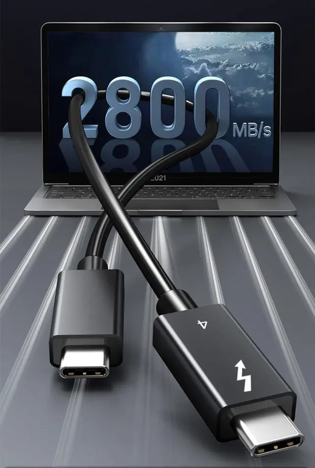 Alt view image 3 of 5 - 4FT Thunderbolt 4 Cable(Active), Support 40Gbps Data Transfer, 8K Display, 100W Charging USB C to USB C Cable for iPhone 15,Thunderbolt 3 cable,USB4/3,iPad Pro,MacBook,Docking Station[Intel Certified]