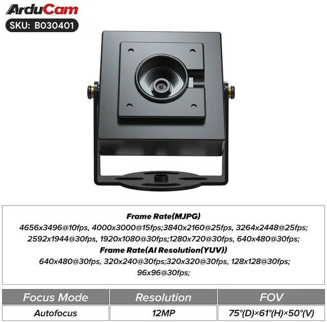 Alt view image 2 of 5 - Arducam 12MP Autofocus USB Camera Module with HDR, Raspberry Pi USB Webcam, Lightburn Camera with Multiple Preset AI Resolutions for Windows, Linux, Mac, Android
