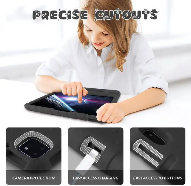 Alt view image 3 of 5 - BILLISGOVA for iPad Pro 13 inch Case 2024, Shockproof Kids iPad 13 Pro Case, Protective Cover for iPad Pro 13 M4 with Pencil Holder, Anti-Slip Handle Stand, Black