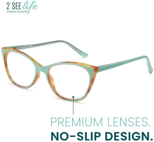 Alt view image 2 of 5 - Pastel Blue Vivid Cat Eye Blue Light Glasses for Woman with Sturdy Made - Spring Hinges Eyeglasses Frame - Cateye Bluelight Glasses Womens - Flexible for all Face Shapes Fashion Glasses for Women