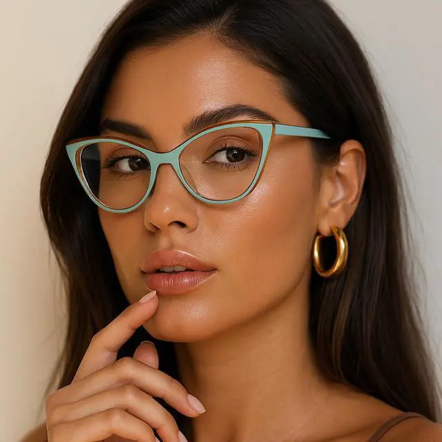 Alt view image 5 of 5 - Pastel Blue Vivid Cat Eye Blue Light Glasses for Woman with Sturdy Made - Spring Hinges Eyeglasses Frame - Cateye Bluelight Glasses Womens - Flexible for all Face Shapes Fashion Glasses for Women