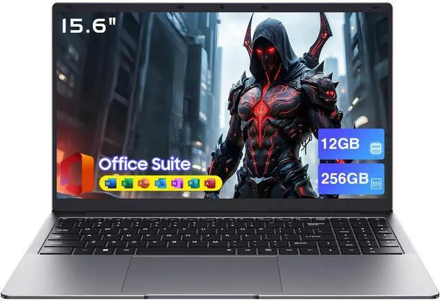 Main image of HYPERSTRIX Laptop Computer 15.6" Laptops with 12GB RAM 256GB SSD,Office Suite, 100% sRGB Screen, N4000 Processor, Notebook, Dual Band WiFi5, BT4.2, USB-A, HDMI,FHD 1920 * 1080 Display,Silver