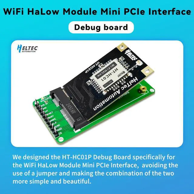 Alt view image 4 of 5 - Heltec WiFi HaLow Module Mini PCIe - IEEE 802.11ah 1km Range 32.5Mbps 902-928MHz for IoT Smart Home Industrial Automation (HT-HC01P)