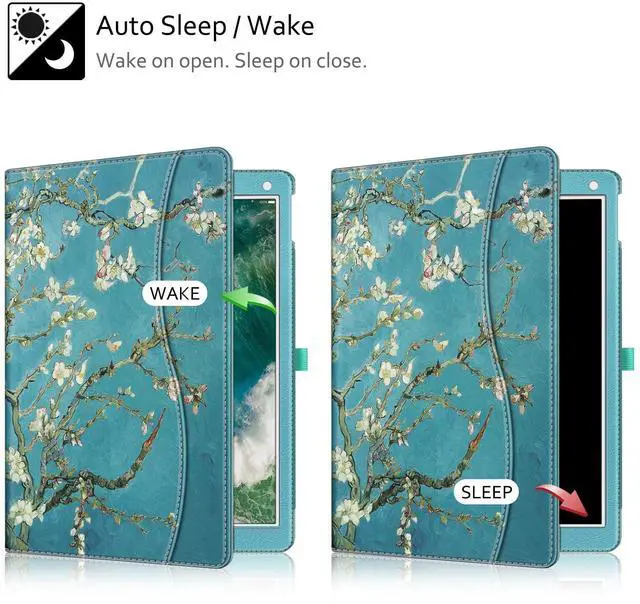 Alt view image 3 of 5 - Fintie Multi-Angle Case, 2017/2015 iPad Pro 12.9 inch (Old Model) 1st & 2nd Gen Case - [Corner Protection] Folio Stand Cover with Pencil Holder & Pocket, Auto Wake/Sleep, Blossom