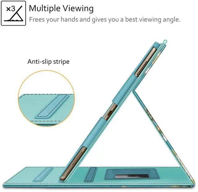 Alt view image 4 of 5 - Fintie Multi-Angle Case, 2017/2015 iPad Pro 12.9 inch (Old Model) 1st & 2nd Gen Case - [Corner Protection] Folio Stand Cover with Pencil Holder & Pocket, Auto Wake/Sleep, Blossom