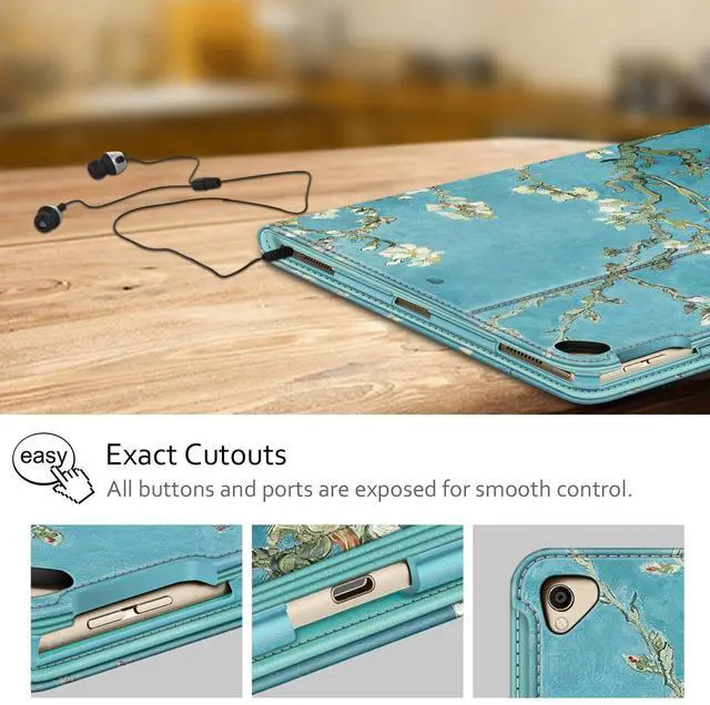 Alt view image 5 of 5 - Fintie Multi-Angle Case, 2017/2015 iPad Pro 12.9 inch (Old Model) 1st & 2nd Gen Case - [Corner Protection] Folio Stand Cover with Pencil Holder & Pocket, Auto Wake/Sleep, Blossom