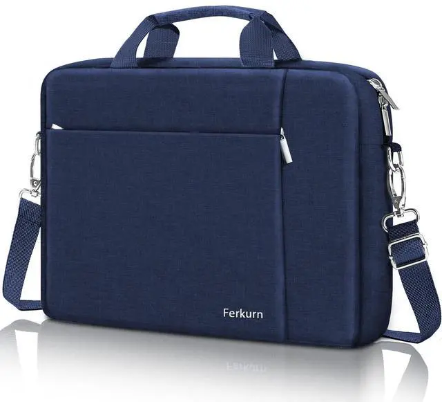 Main image of Ferkurn Laptop Bag Case for Women Men Computer Bag Compatible with HP Envy Pavilion Omen/LG Gram/MSI/Dell Inspiron XPS/Lenovo/Acer, Shoulder Strap Carrying Messenger Briefcase, Blue, 14 Inch