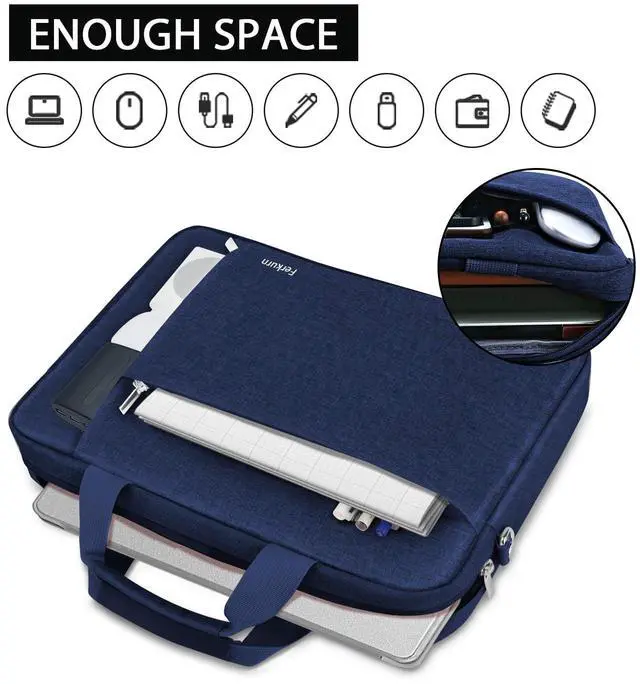 Alt view image 2 of 5 - Ferkurn Laptop Bag Case for Women Men Computer Bag Compatible with HP Envy Pavilion Omen/LG Gram/MSI/Dell Inspiron XPS/Lenovo/Acer, Shoulder Strap Carrying Messenger Briefcase, Blue, 14 Inch